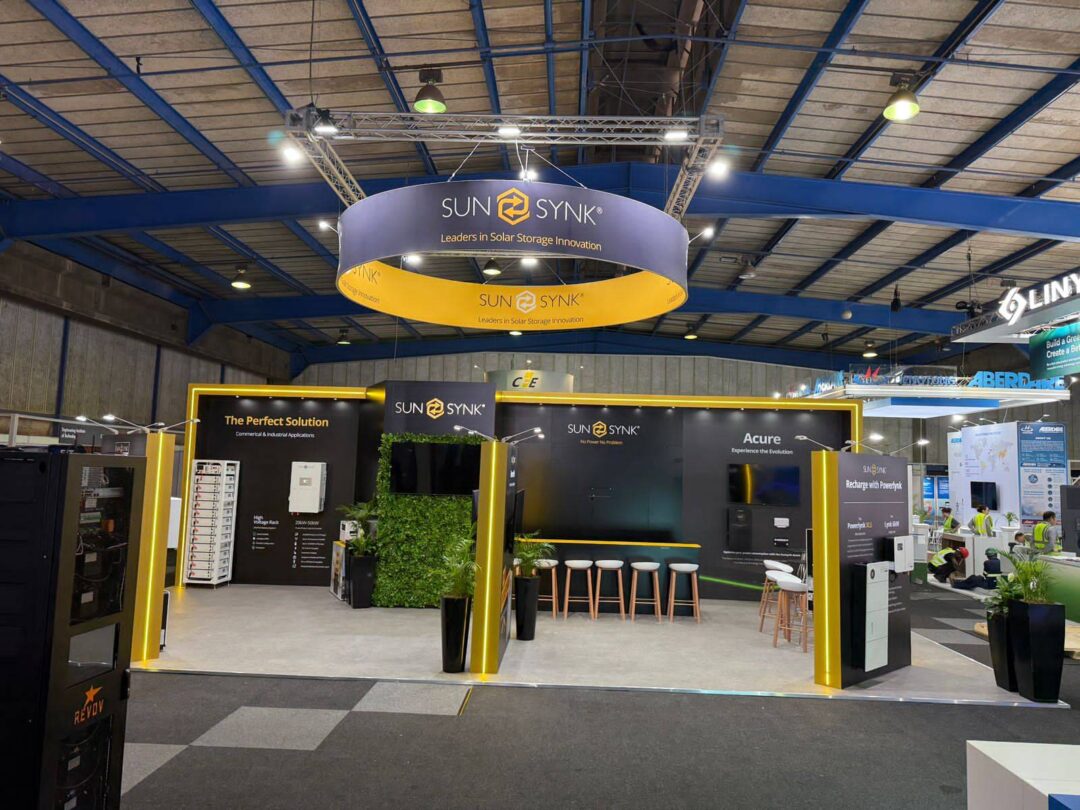 Exhibition and event booth area with multiple EBS-designed shell scheme stands