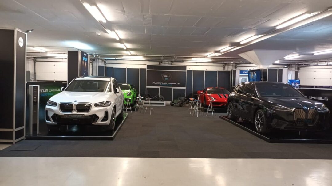 Professional event booth designed by EBS with product displays and signage